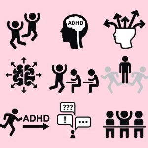 Health icons set - people wish ADD or ADHD icons isolated on white